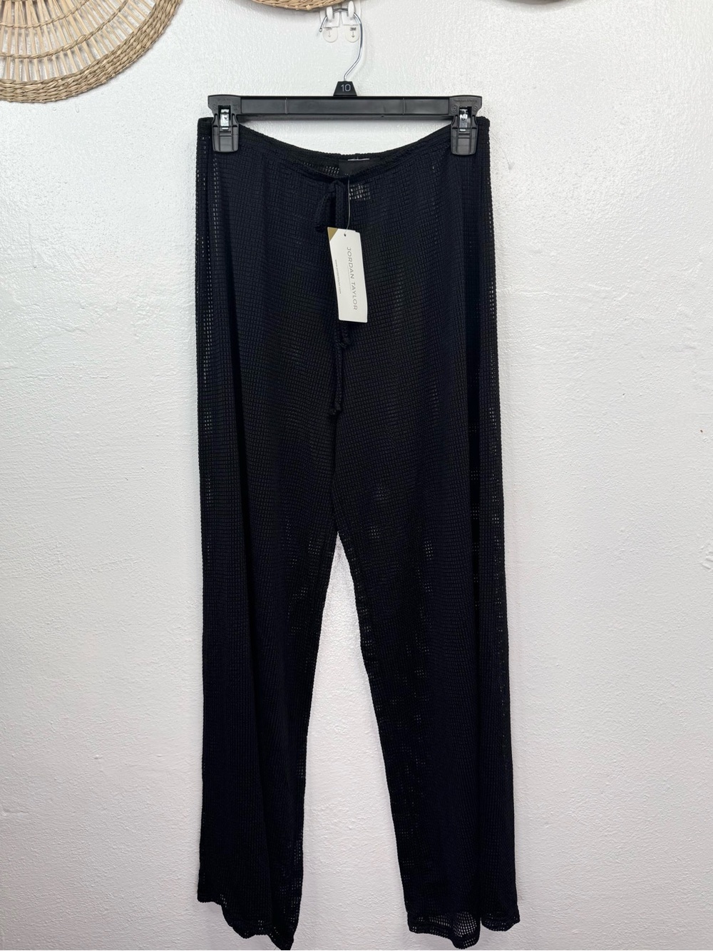 Jordan Taylor Beach Cover-Up Pants Womens Size L Black Sheer Pull-On